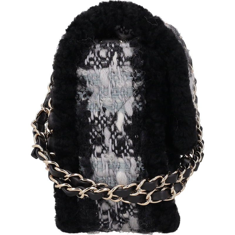 Chanel Tweed Shearling Flap Bag 18x28 cms 