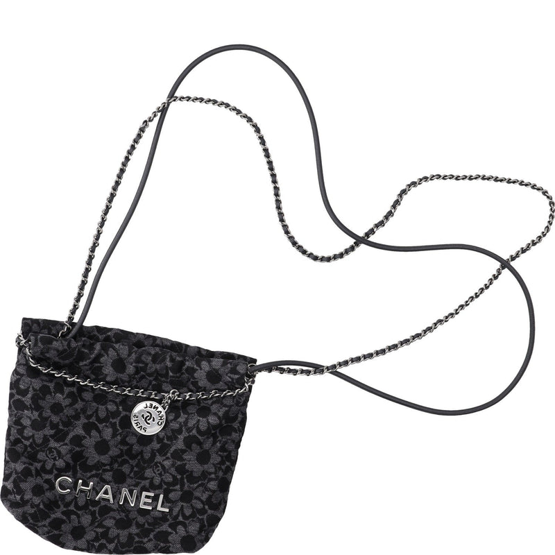Chanel Denim Quilted Floral Print Mini Chanel 22