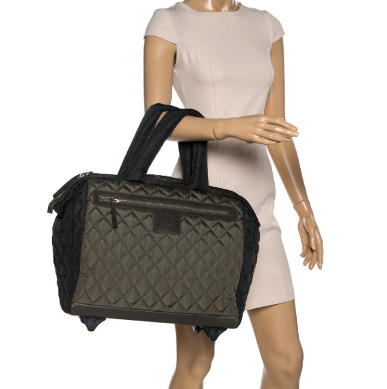 Chanel Fatigue Quilted Nylon Coco Cocoon Rolling Trolley