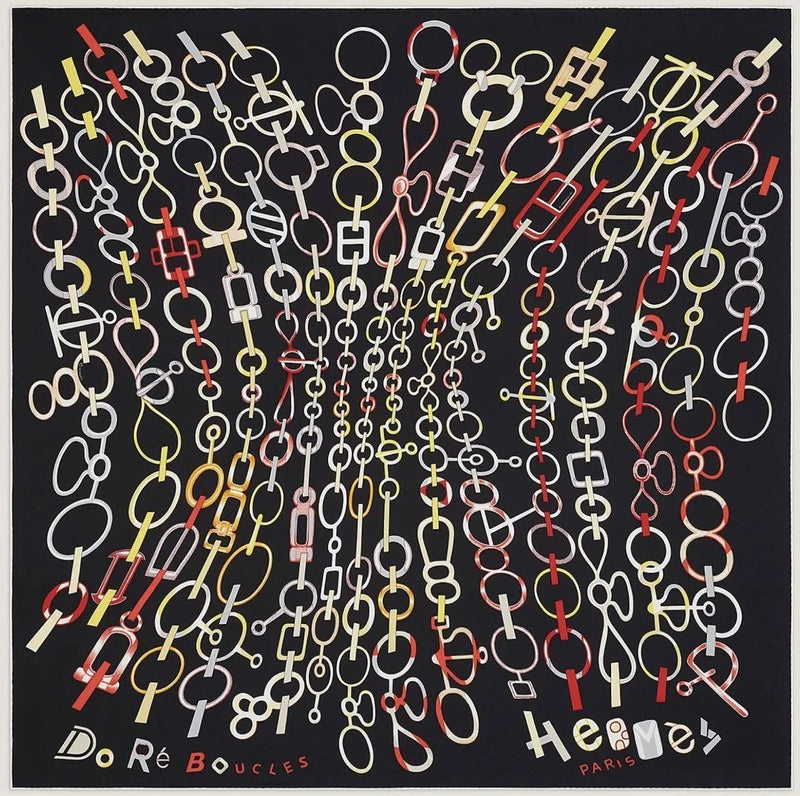 Hermès Silk Do Re Boucles Scarf 90