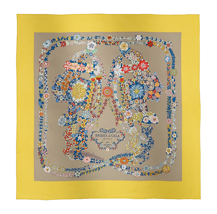 Hermès Brides de Gala en Fleurs Scarf 90