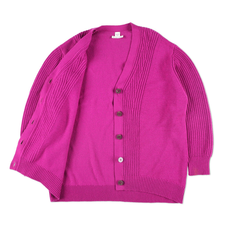 Hermès Textured Ribbed V-Neck 71 cms Long Cardigan