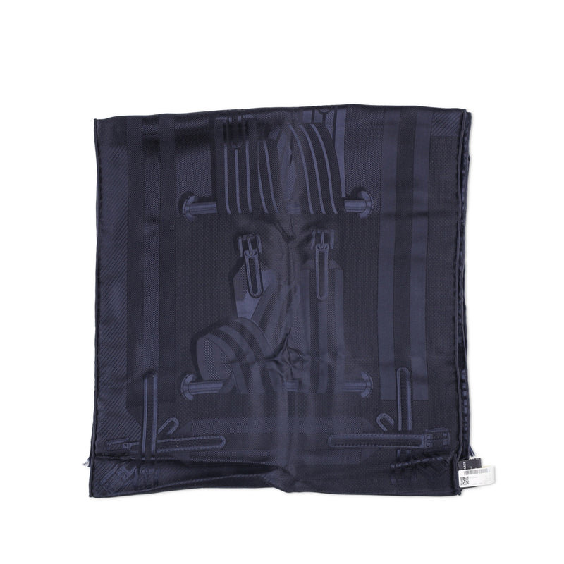 Hermès Blue Les Sangles Stole 180x43 cms