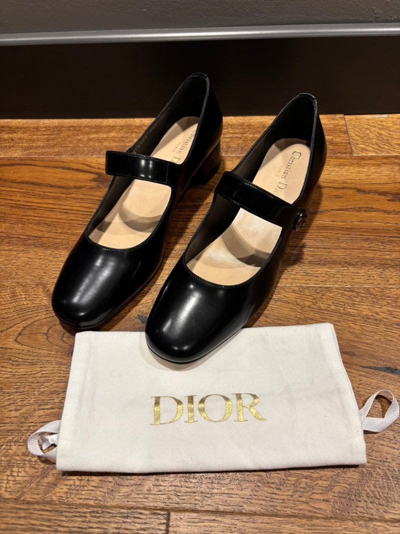 Dior Mary Jane Black Leather Heeled Shoes