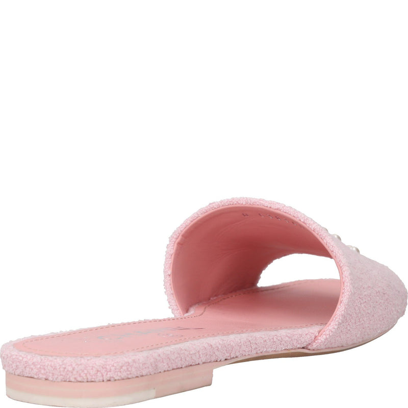 Chanel Pink Tweed Pearl CC Mules