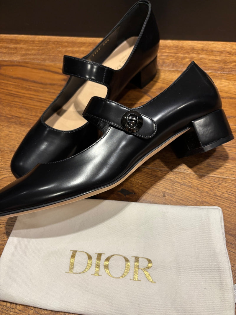 Dior Mary Jane Black Leather Heeled Shoes