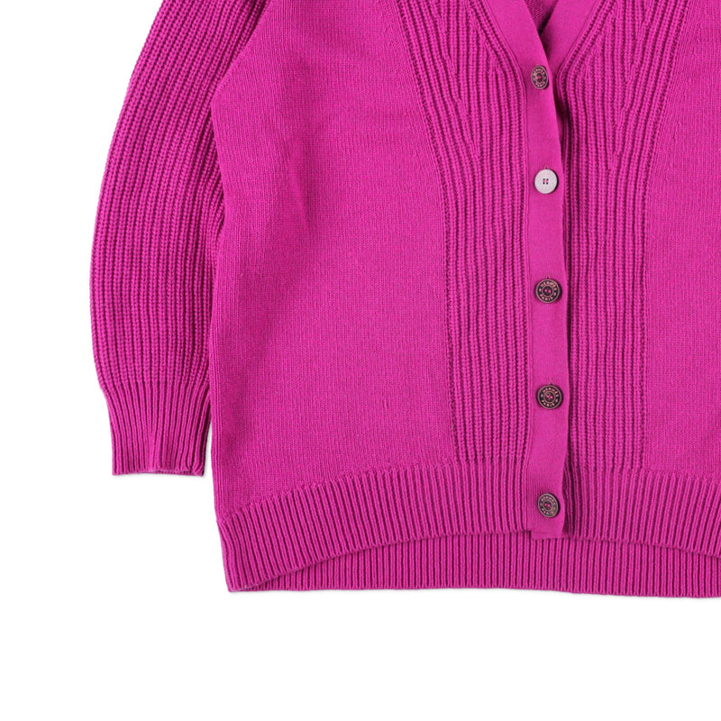 Hermès Textured Ribbed V-Neck 71 cms Long Cardigan