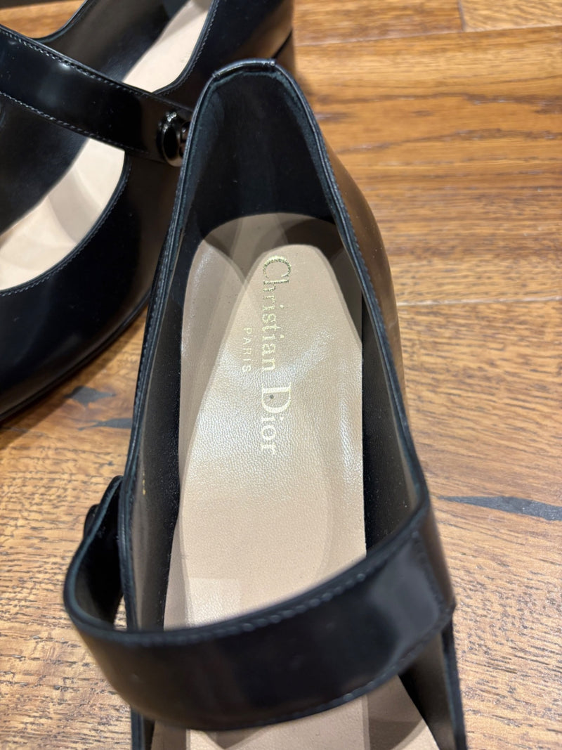 Dior Mary Jane Black Leather Heeled Shoes