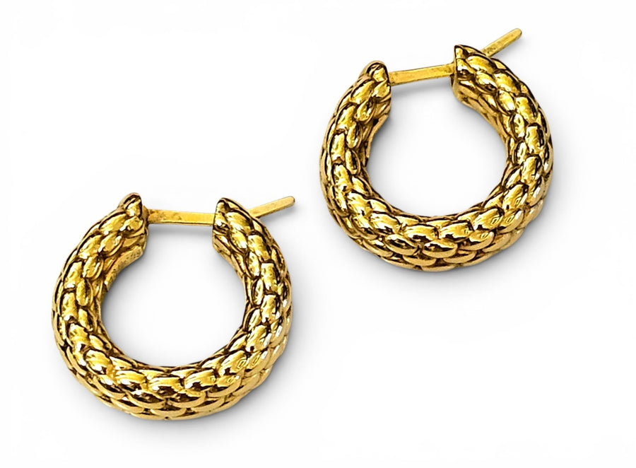 FOPE  "Tubular Priofili" hoop earrings 18ct yellow gold "Rare"