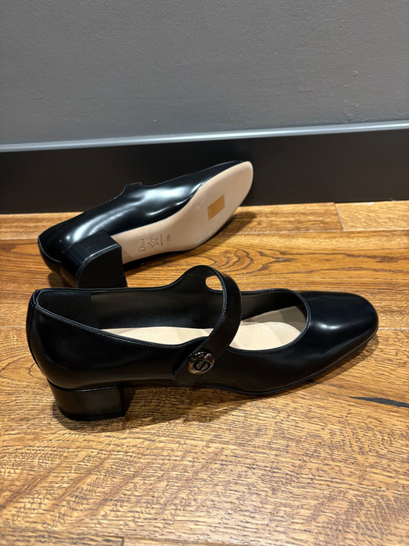 Dior Mary Jane Black Leather Heeled Shoes