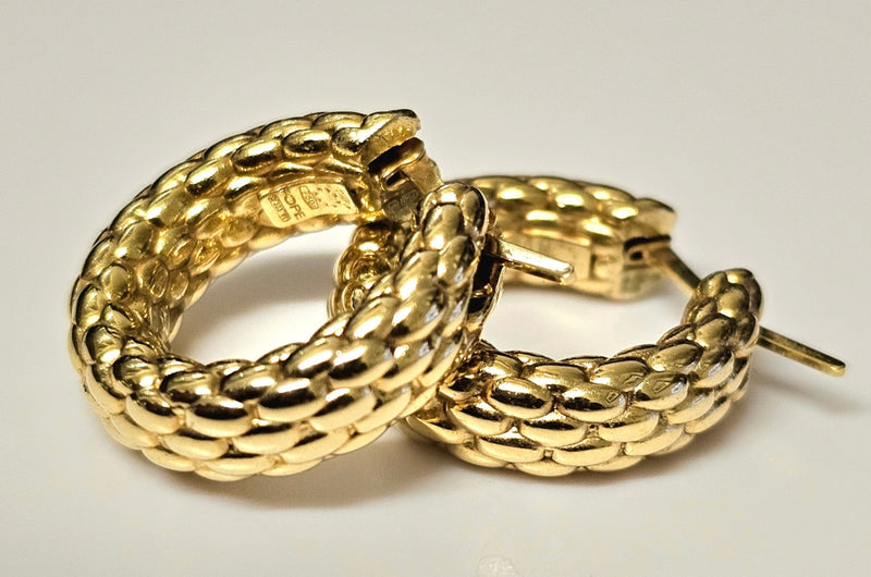FOPE  "Tubular Priofili" hoop earrings 18ct yellow gold "Rare"