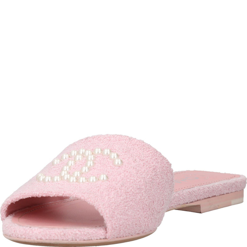 Chanel Pink Tweed Pearl CC Mules