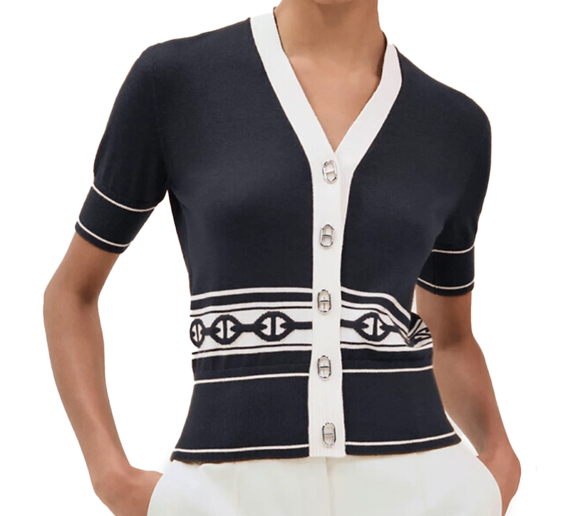 Hermès Chaîne d'Ancre Short-Sleeve Cardigan Top