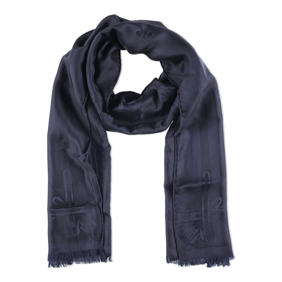 Hermès Blue Les Sangles Stole 180x43 cms
