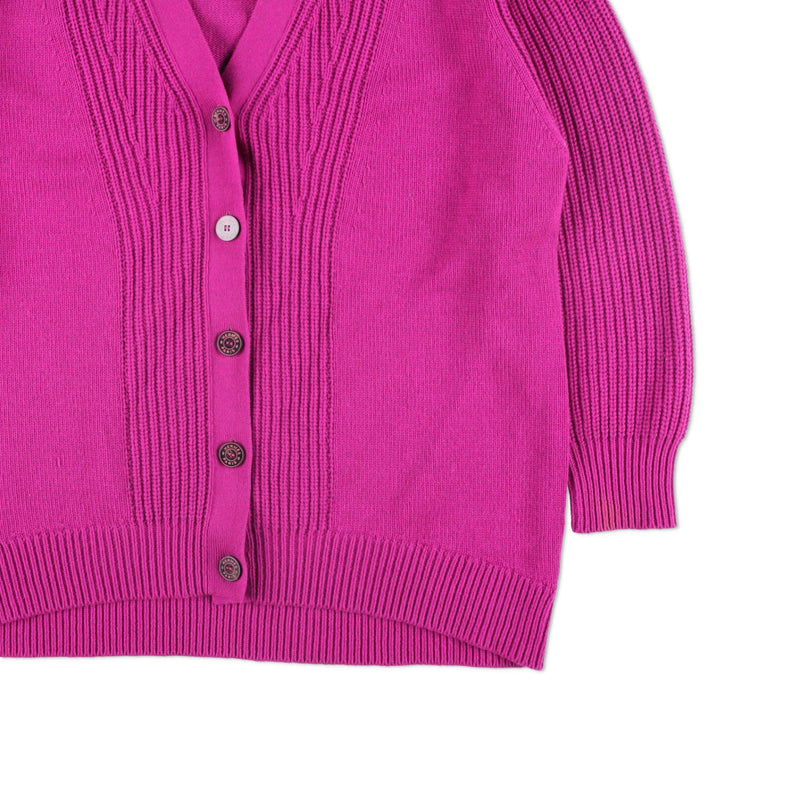 Hermès Textured Ribbed V-Neck 71 cms Long Cardigan