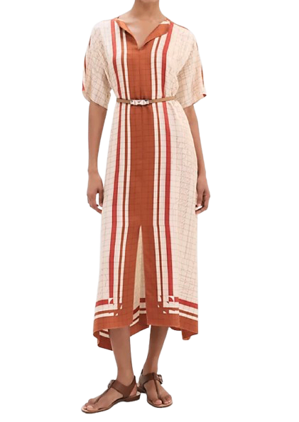 Hermes Coaching Deja Vu Belted Caftan
