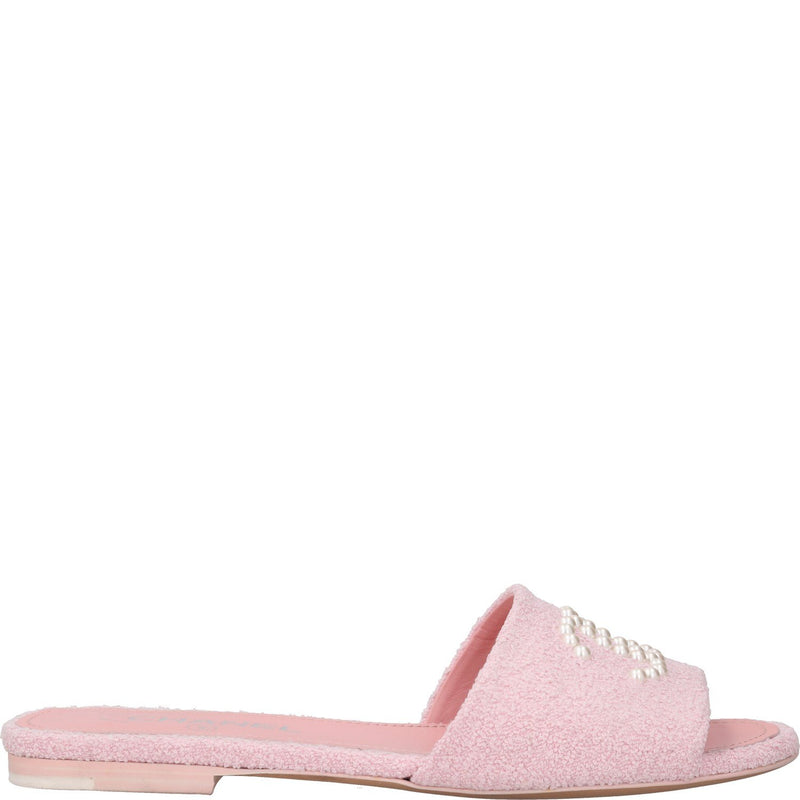 Chanel Pink Tweed Pearl CC Mules