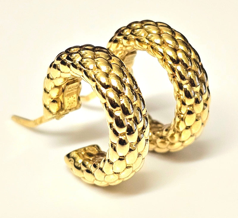 FOPE  "Tubular Priofili" hoop earrings 18ct yellow gold "Rare"