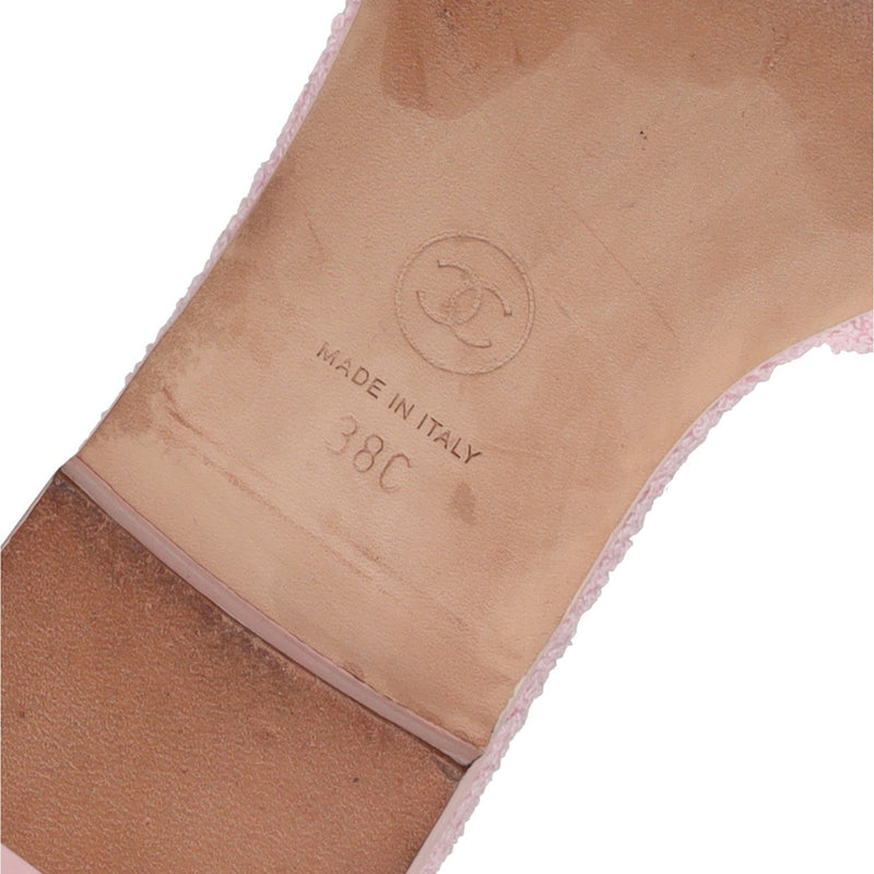 Chanel Pink Tweed Pearl CC Mules