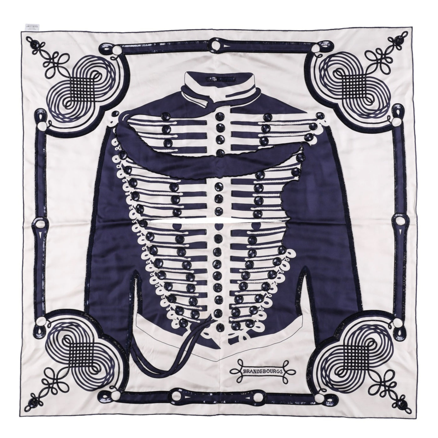 Hermès Brandebourgs Tattoo Carré 90 silk scarf.
