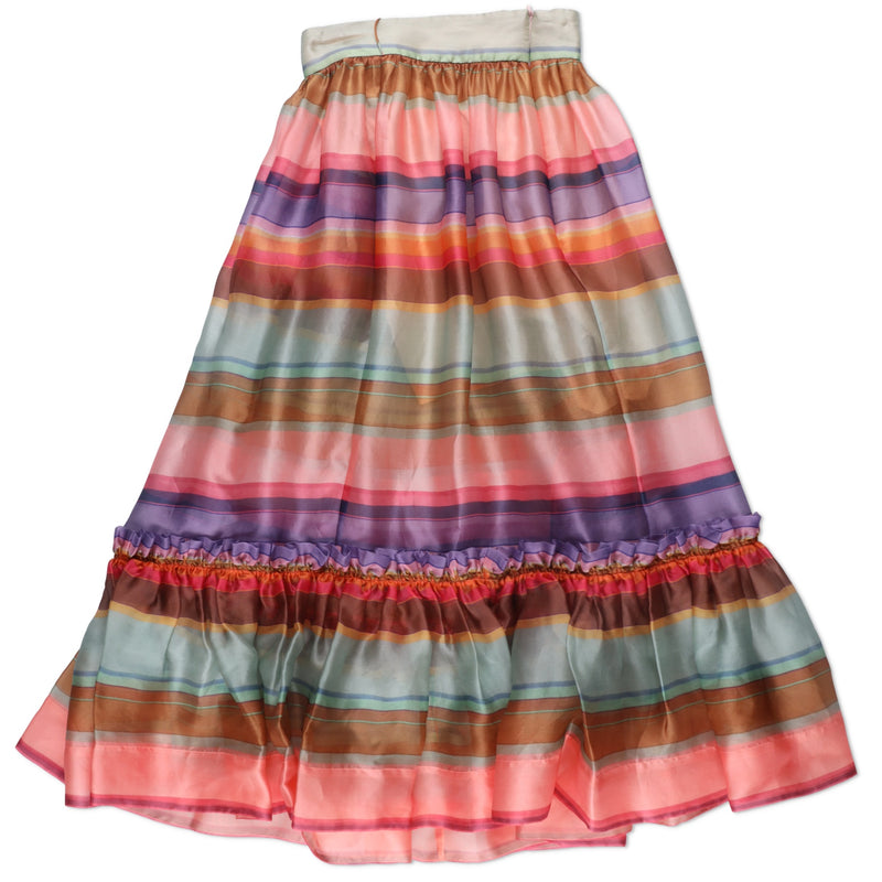 Zimmermann The Lovestruck Ruffled Striped Silk-organza Midi Skirt