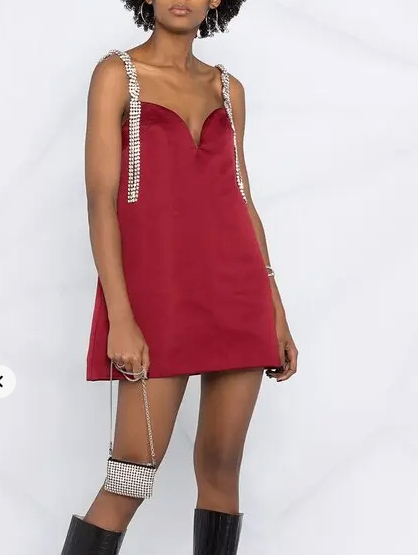 AREA Crystal-strap Mini Dress