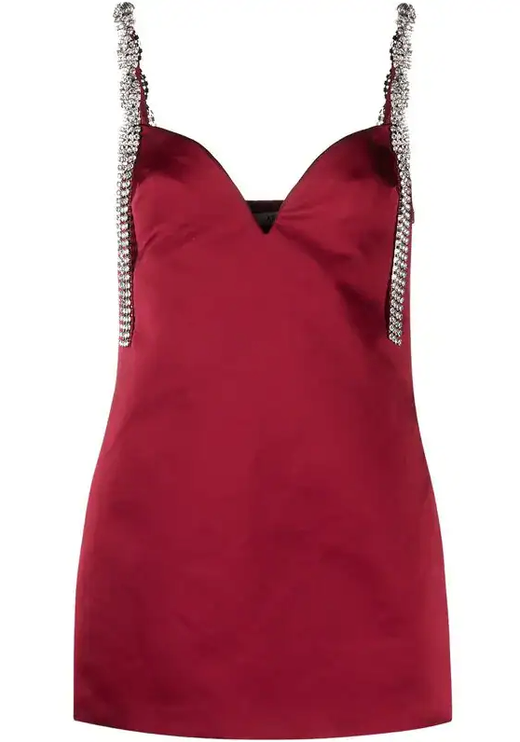 AREA Crystal-strap Mini Dress