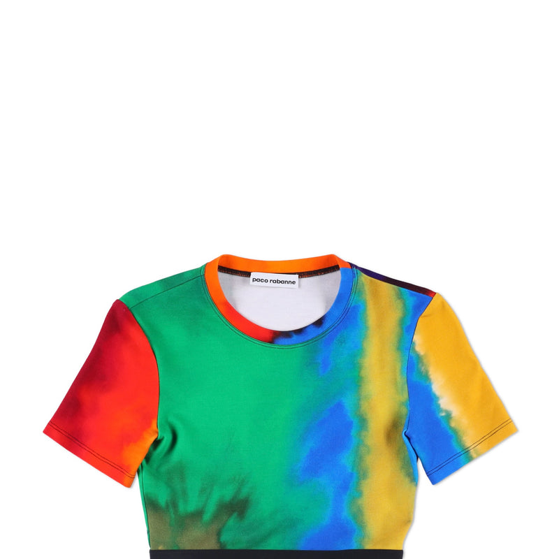 Paco Rabanne Multicolor Graphic Cropped Top and Skirt