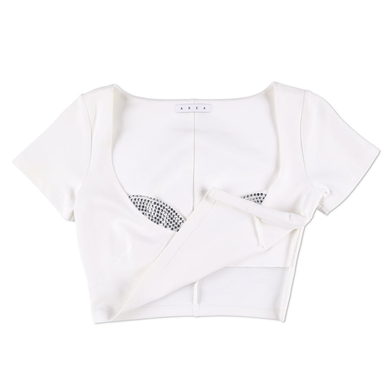 AREA Crystal-embellished Jersey Crop Top