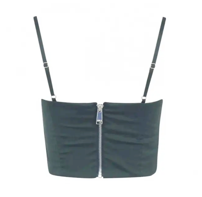 AREA Crystal Bow Ruched Crop Top