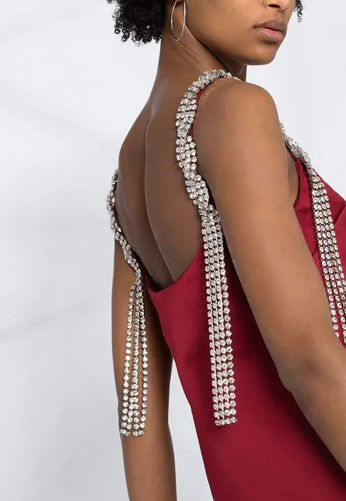 AREA Crystal-strap Mini Dress