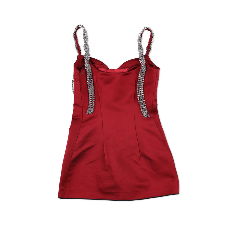 AREA Crystal-strap Mini Dress