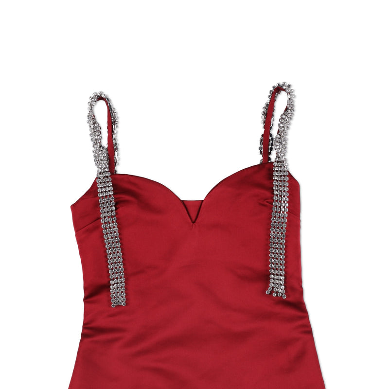 AREA Crystal-strap Mini Dress