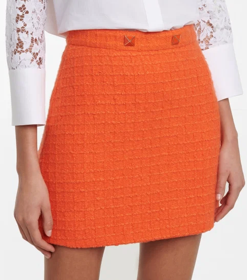 Valentino A-Line Tweed Miniskirt