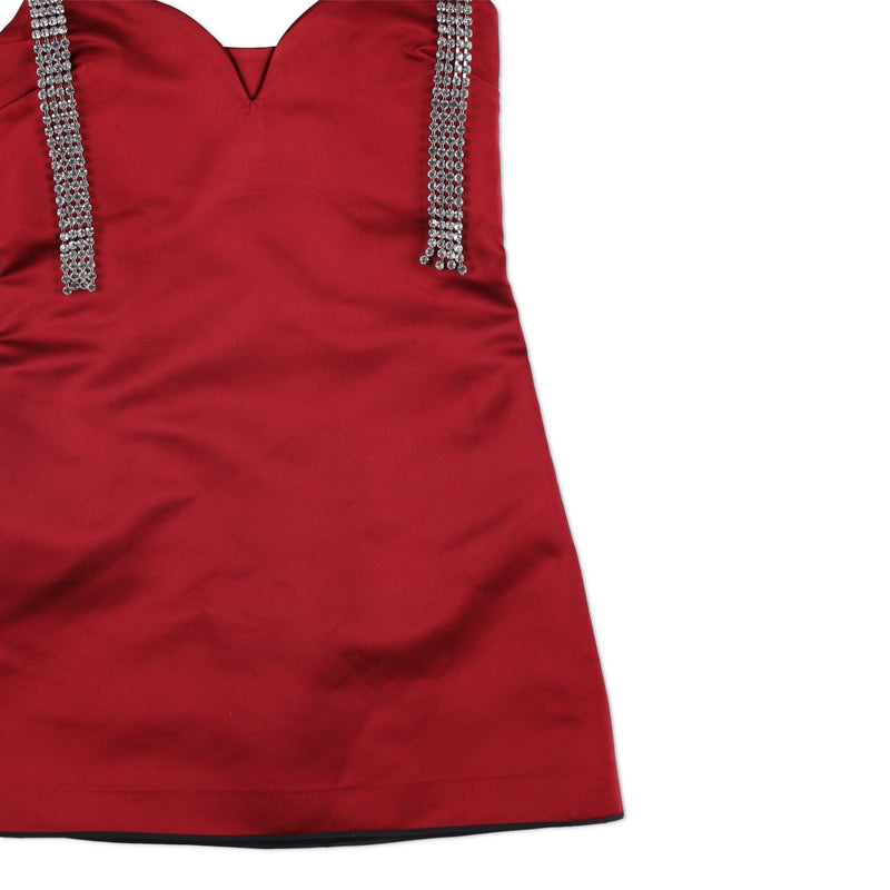 AREA Crystal-strap Mini Dress
