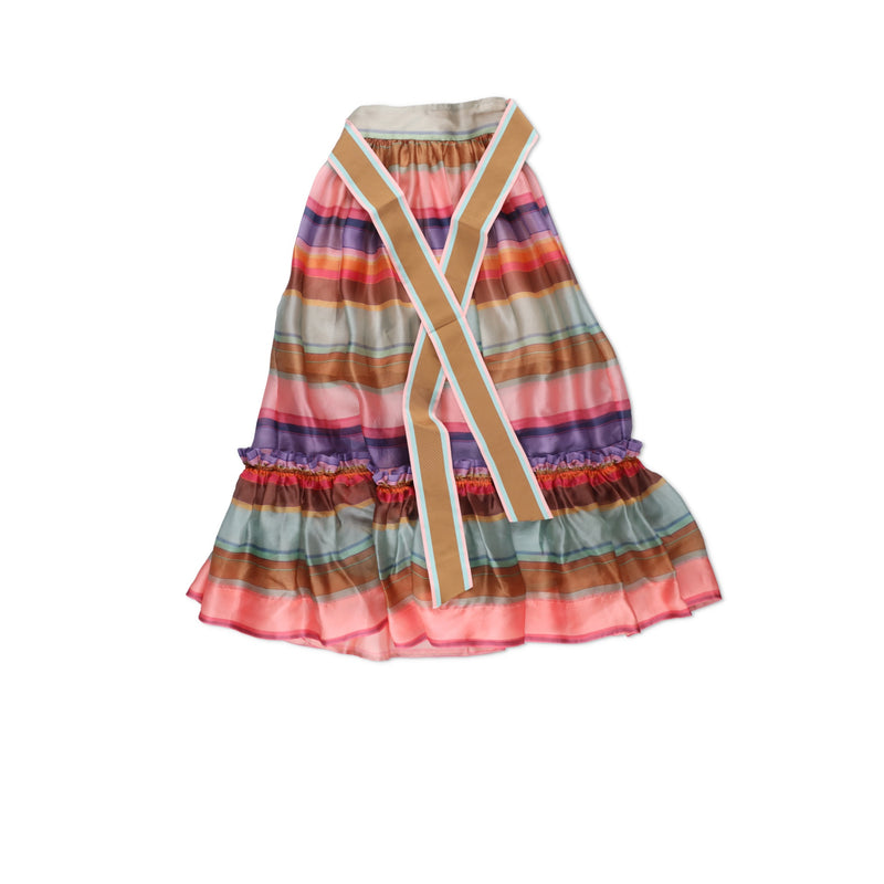 Zimmermann The Lovestruck Ruffled Striped Silk-organza Midi Skirt