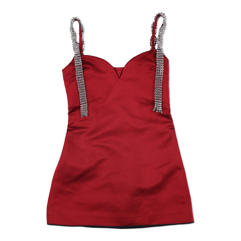 AREA Crystal-strap Mini Dress