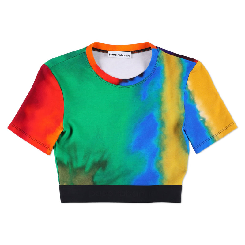 Paco Rabanne Multicolor Graphic Cropped Top and Skirt