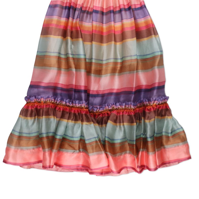 Zimmermann The Lovestruck Ruffled Striped Silk-organza Midi Skirt