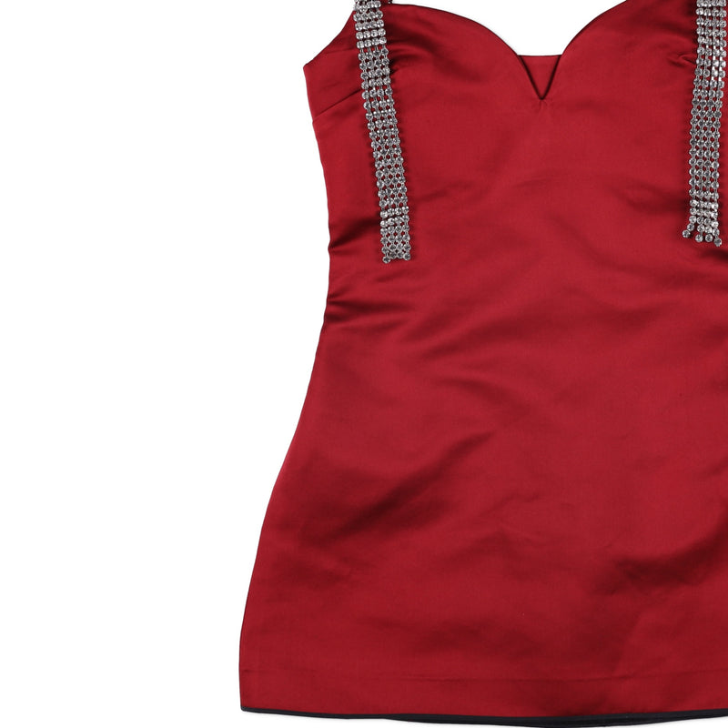 AREA Crystal-strap Mini Dress