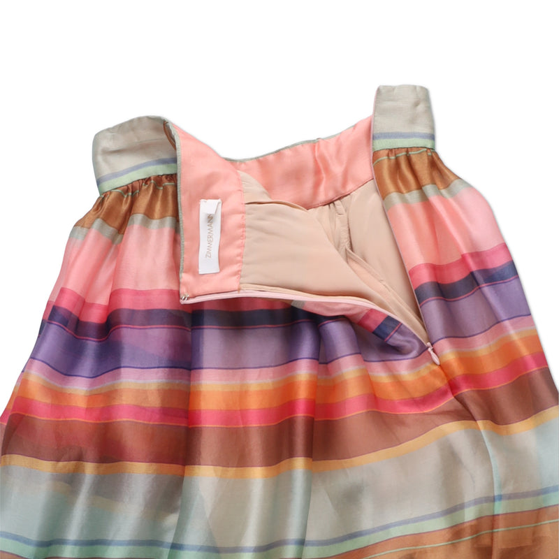 Zimmermann The Lovestruck Ruffled Striped Silk-organza Midi Skirt