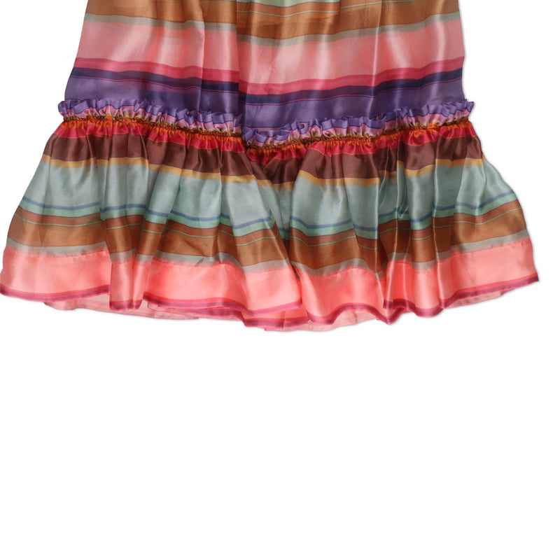 Zimmermann The Lovestruck Ruffled Striped Silk-organza Midi Skirt