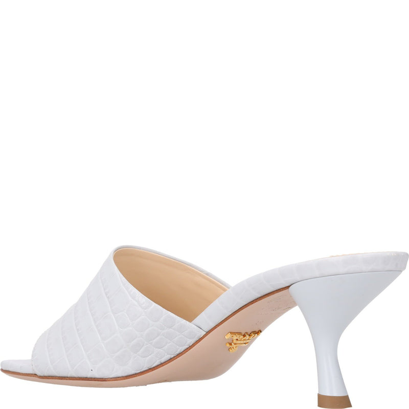 Prada Prada Croc-Embossed Leather Kitten Heel Mule