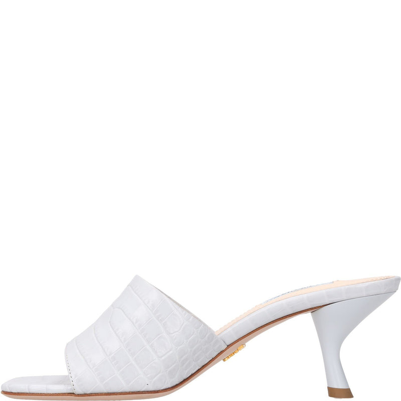 Prada Prada Croc-Embossed Leather Kitten Heel Mule