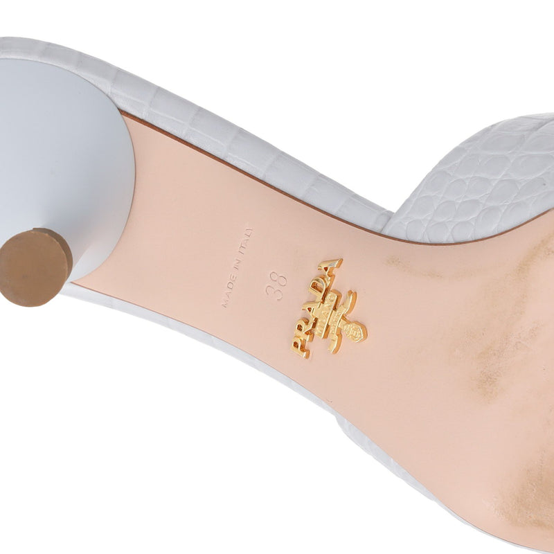 Prada Prada Croc-Embossed Leather Kitten Heel Mule