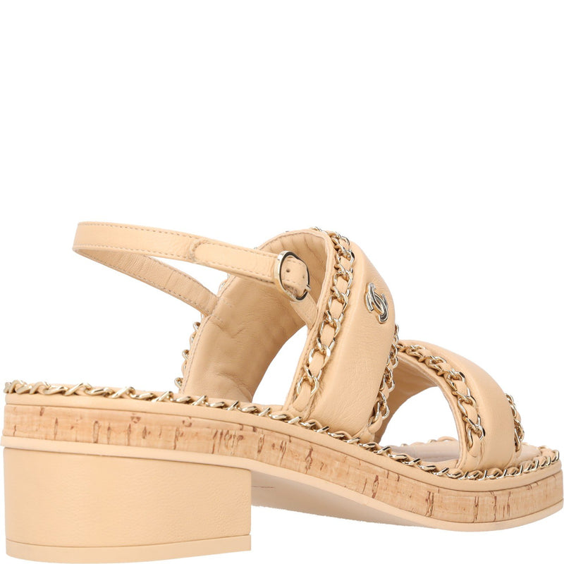 Chanel Interlocking CC Logo Slingback Sandals