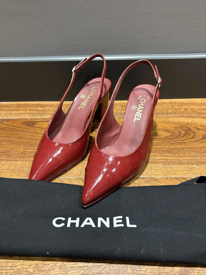 Chanel Burgundy Patent Leather 39,5 Shoes