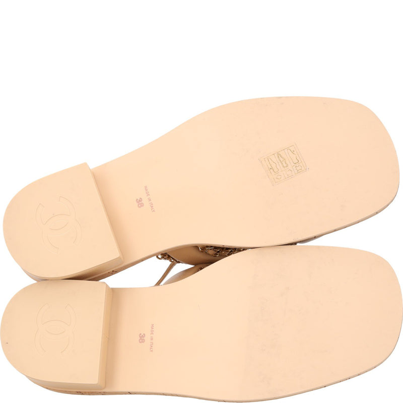 Chanel Interlocking CC Logo Slingback Sandals