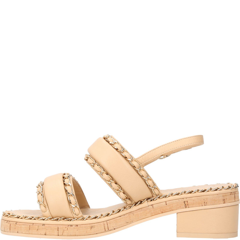 Chanel Interlocking CC Logo Slingback Sandals