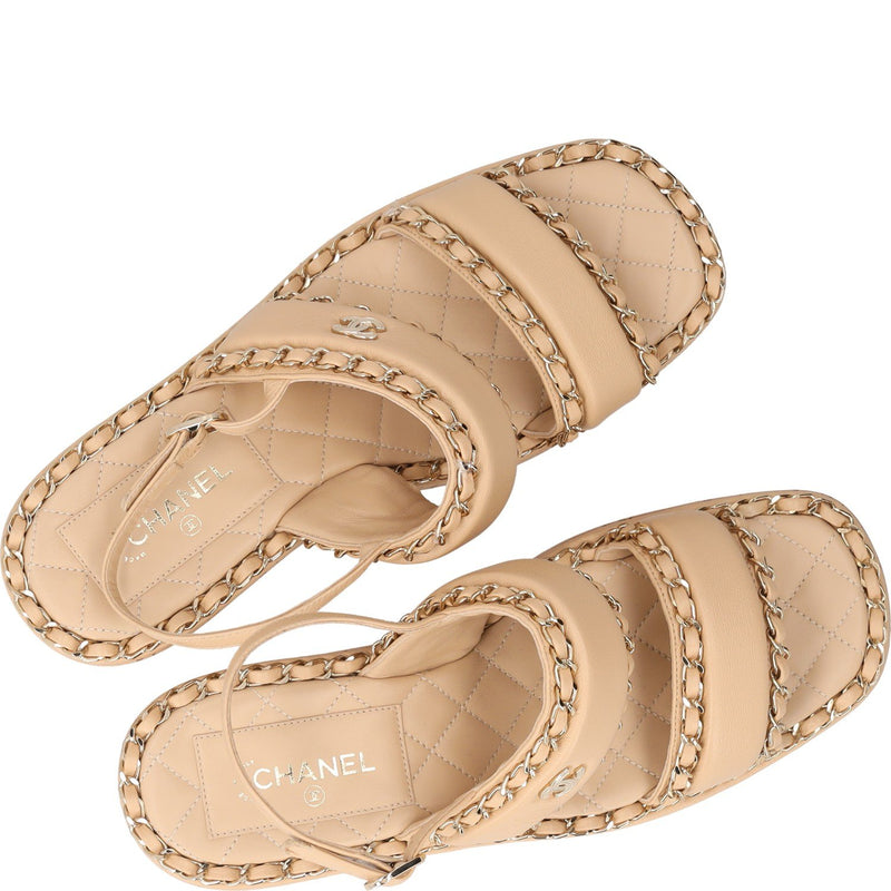 Chanel Interlocking CC Logo Slingback Sandals